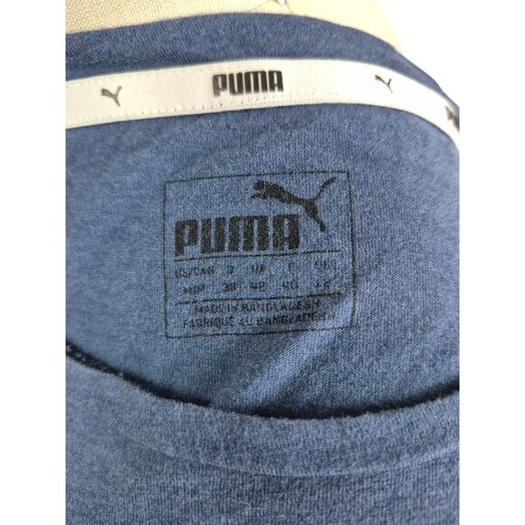 Puma blue cotton T-shirt Large Puma logo super soft Sz M/L - Picture 4 of 4